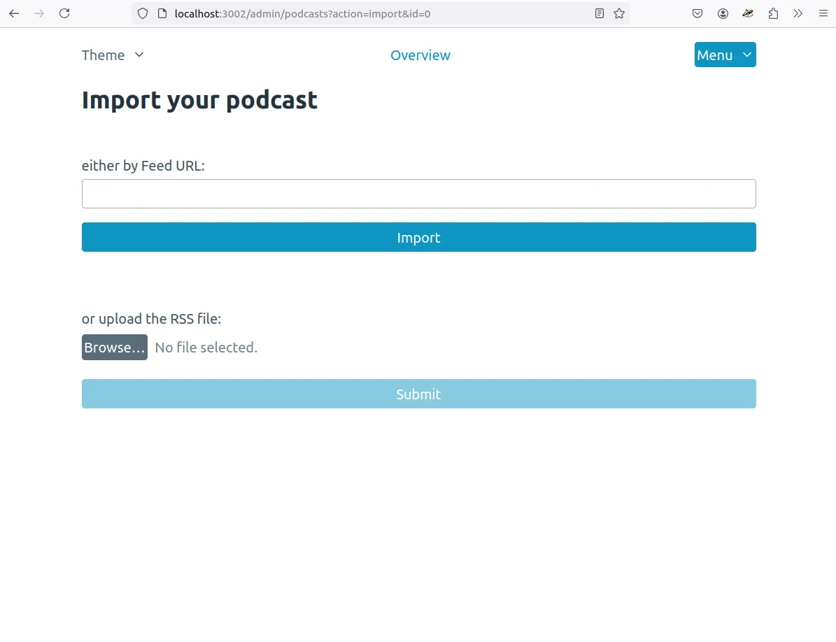 Import podcast form